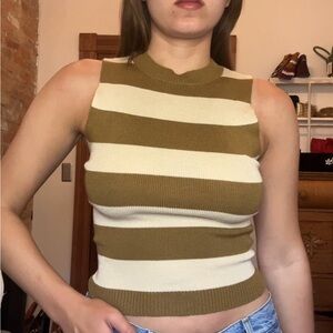 Forever 21 Mustard and Cream Knit Top